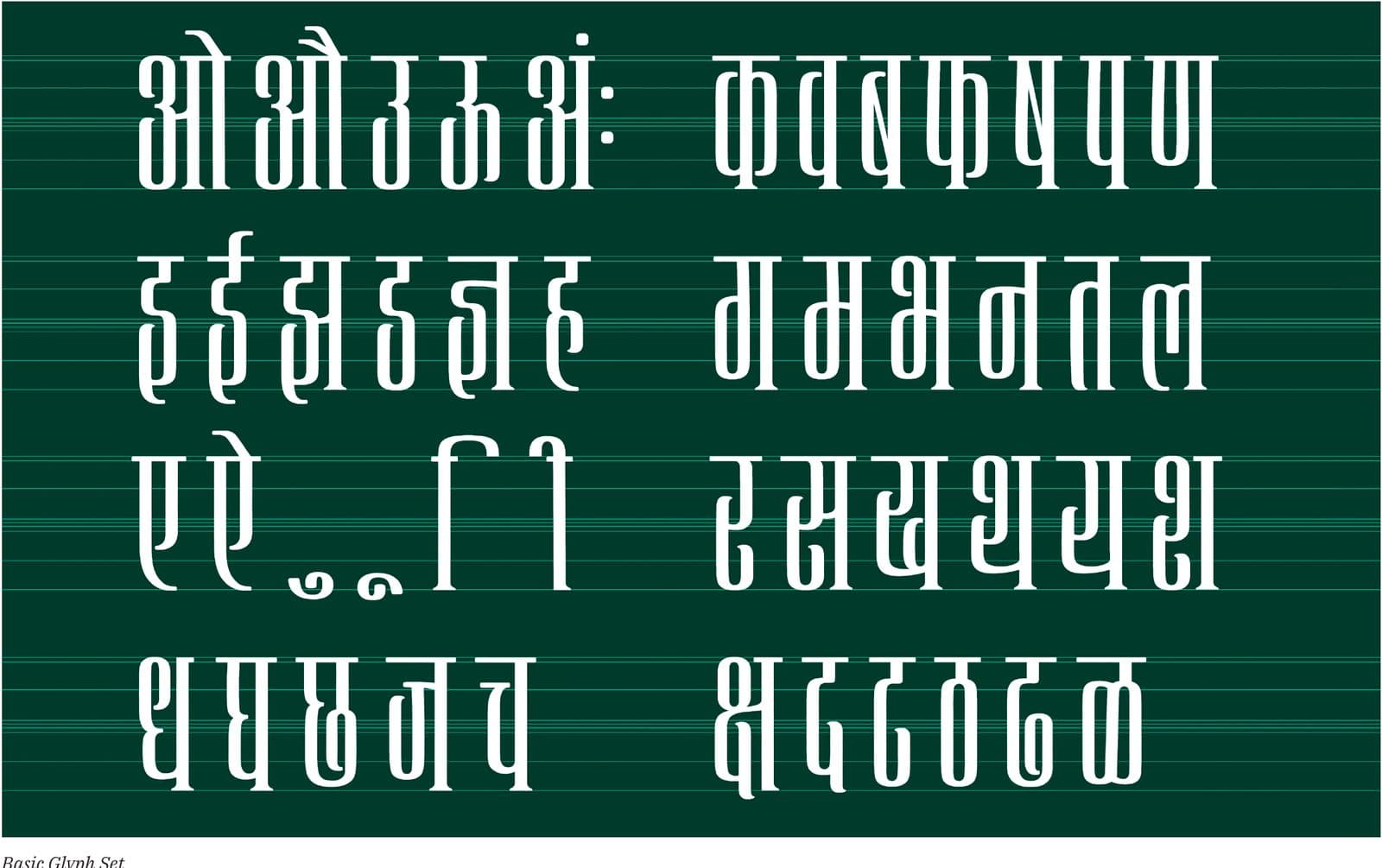 The basic glyph set of the final typeface
